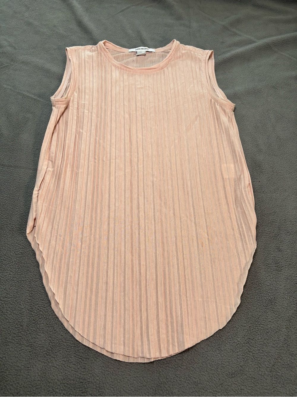 Pleated Sheer Sleeveless Blouse Minimalist Blush Pink Women’s S Quiet Luxury